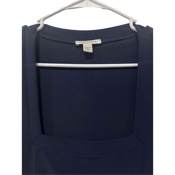 Boston Proper Square Neck Ponte Knit 3/4 Sleeve Shift Tunic Navy Blue Size M - Picture 8 of 11